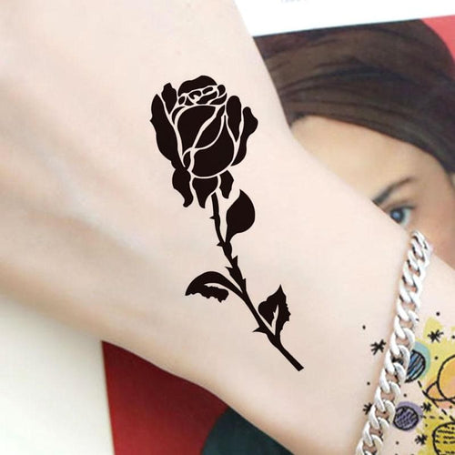 Tattoo  Black rose flower stickers waterproof cover lasting disposable tattoos